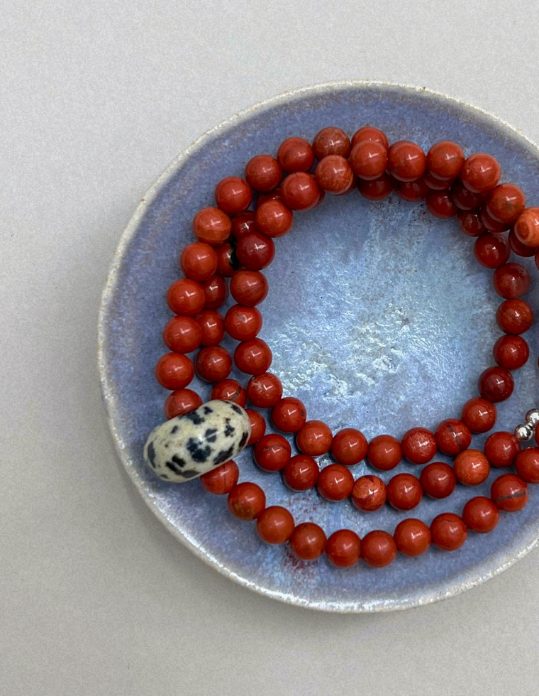 Keepsake 4 – Red Jasper & Dalmatian Jasper Movement Necklace