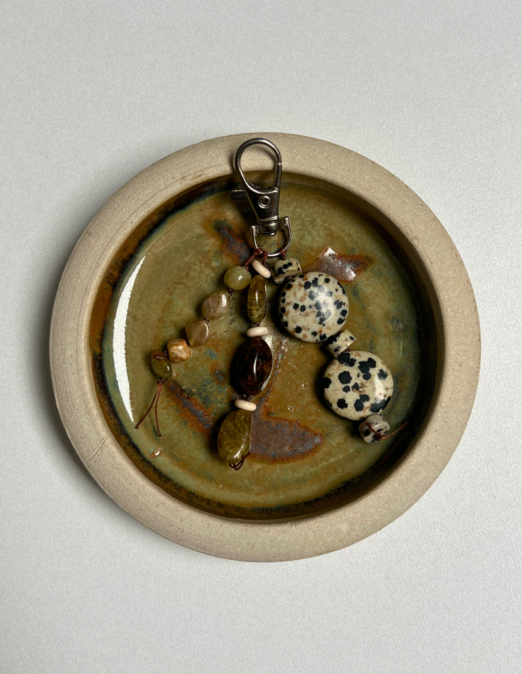 Stoned Charm - Green Garnet & Jade