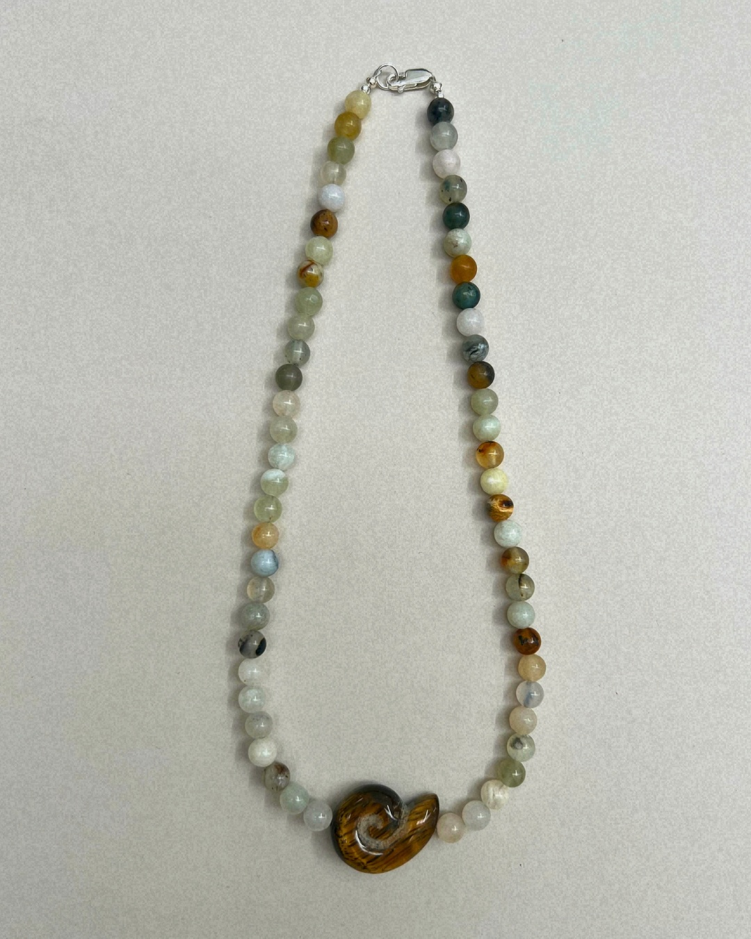 Celadon 8: butter jade whorl necklace, hand-strung by Palm of Feronia, photo 4