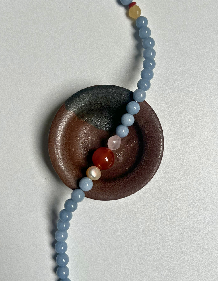 Halo 12 - Angelite & Carnelian Necklace