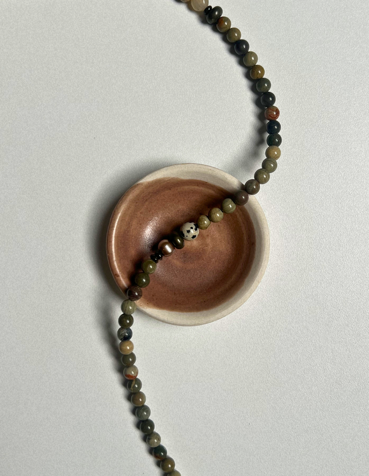 Relic 13 - Silver Leaf & Dalmatian Jasper Necklace