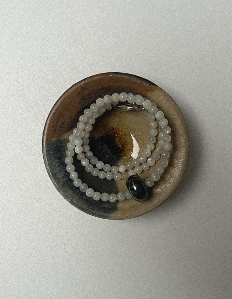 Unfurl 16- Moonstone & Hematite Necklace