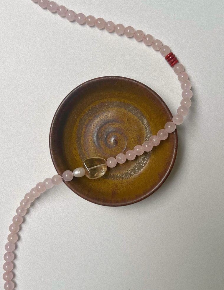 Light Forms 2 - Rose Quartz & Citrine Necklace