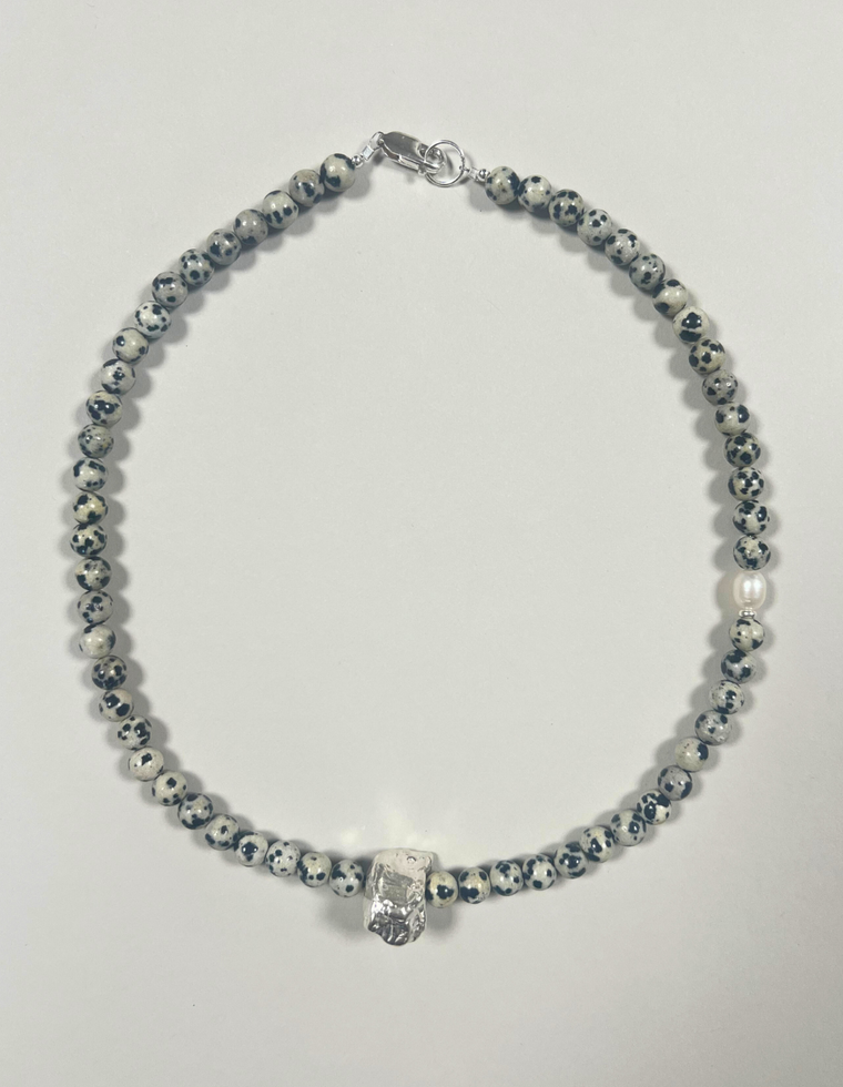 Vessa - Dalmatian Jasper & Pearl Necklace