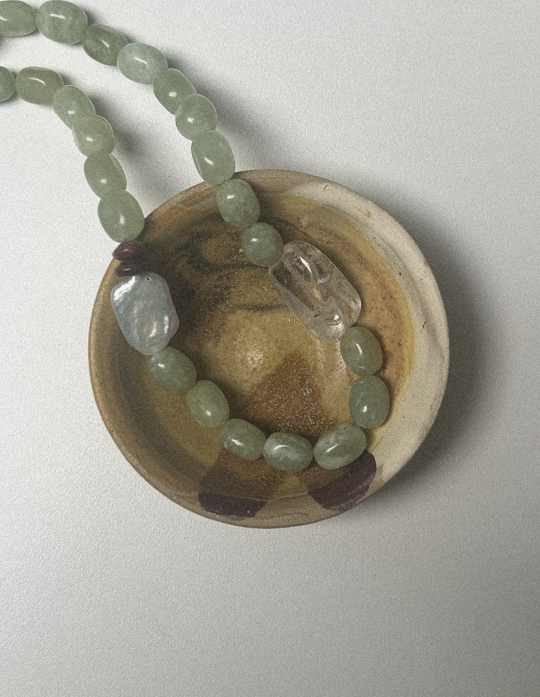 Thessara - Bowenite & Clear Quartz Necklace