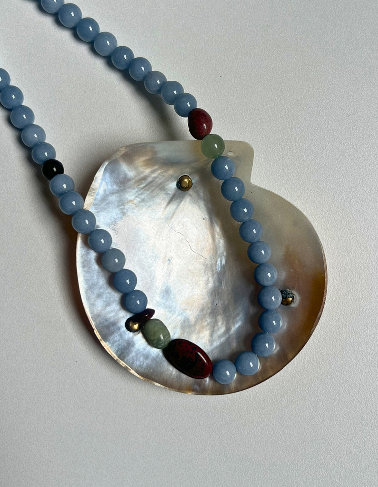 Halo 13 - Angelite & Mahogany Obsidian Necklace