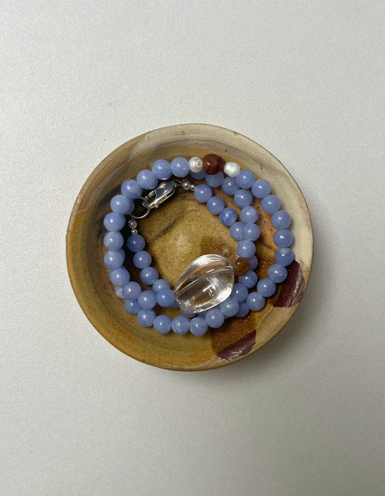 Emerge 5 - Blue Lace Agate & Clear Quartz Necklace