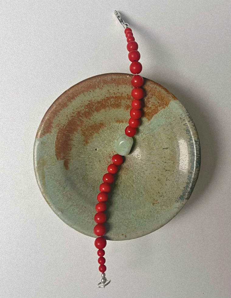 Gathered 8 - Coral & Bowenite Bracelet