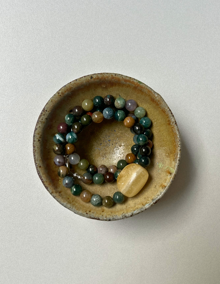 Cache 3 - Indian Agate & Yellow Calcite Necklace