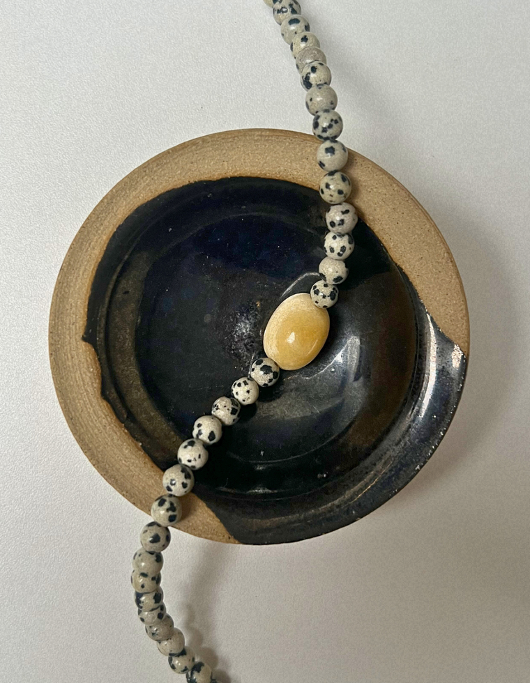 Strata 2 - Dalmatian Jasper & Yellow Calcite Necklace