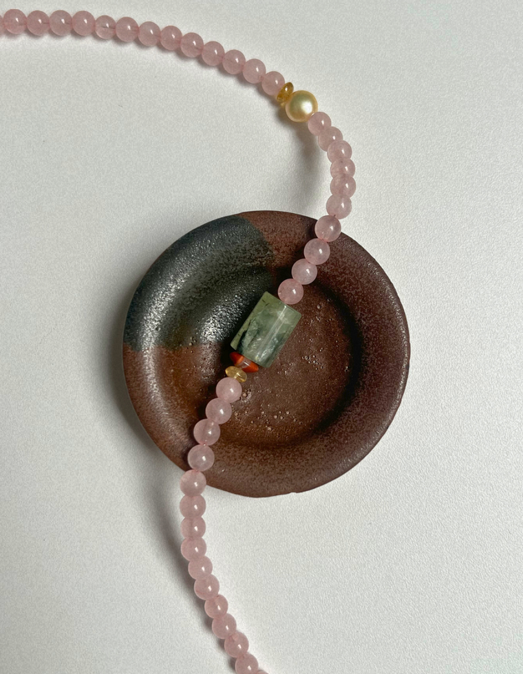 Grove 11 - Rose Quartz & Prehnite Necklace