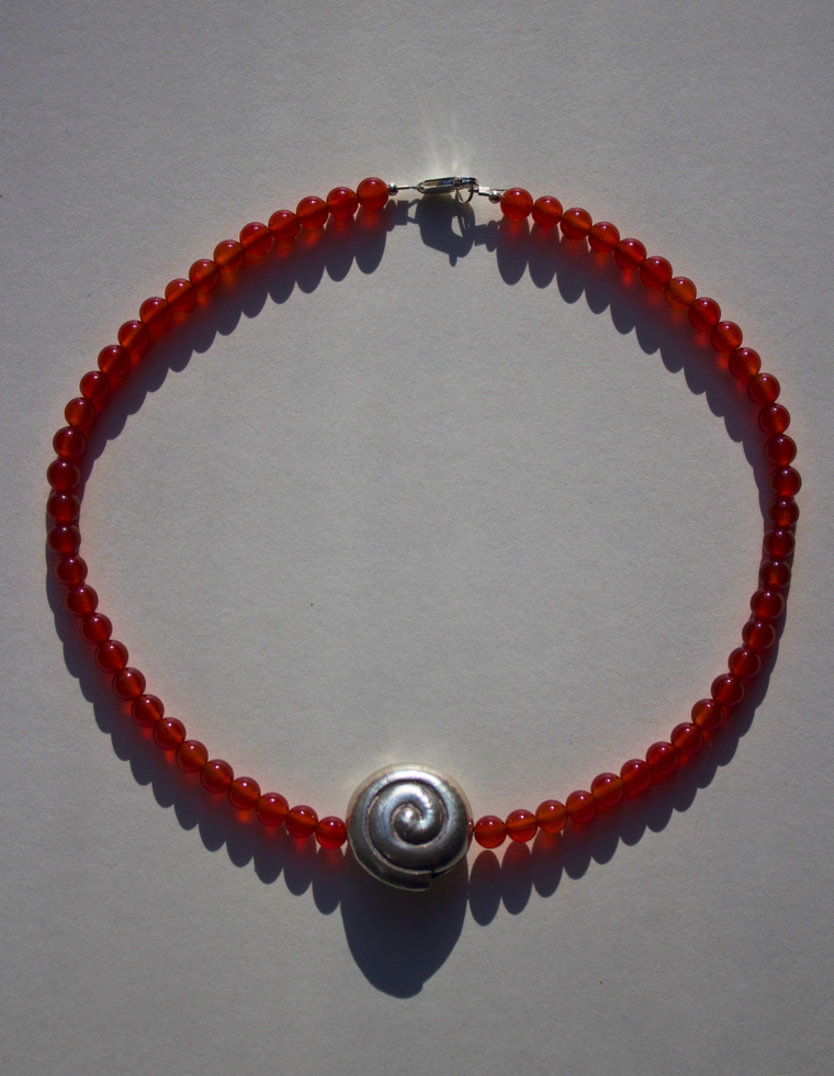 Solis - Carnelian & Silver Spiral Necklace