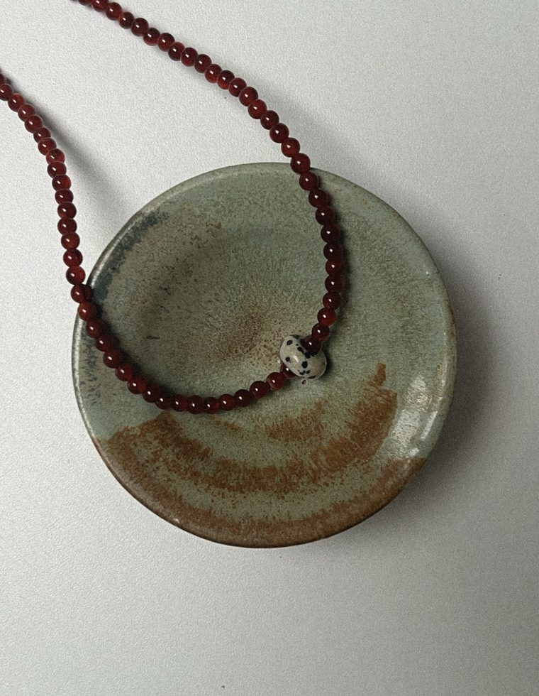 Unfurl 19 - Carnelian & Dalmatian Jasper Necklace