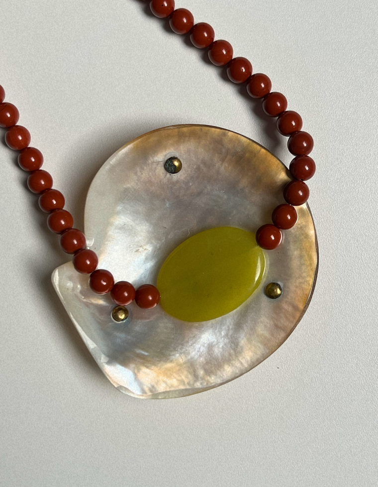 Orchard 15 - Red Jasper & Olive Jade Necklace