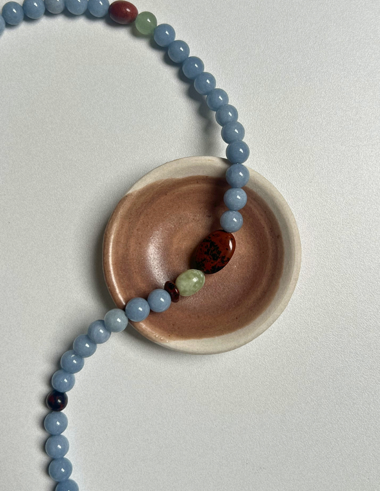 Halo 13 - Angelite & Mahogany Obsidian Necklace