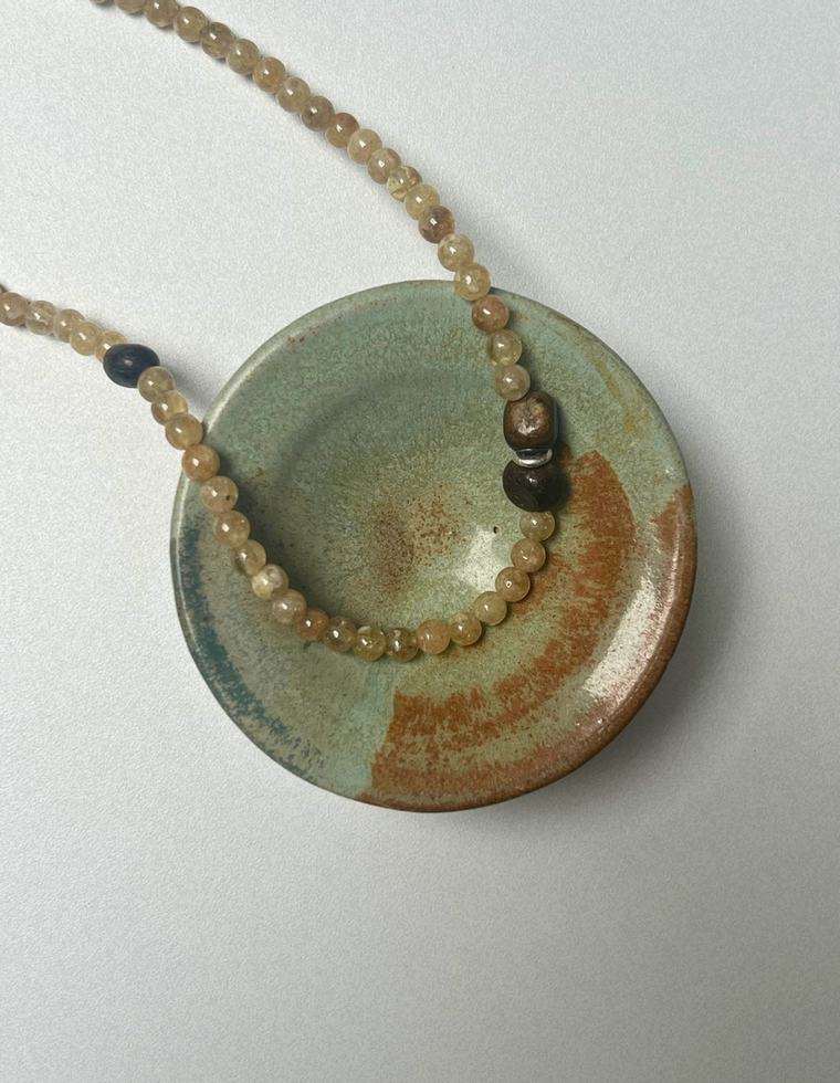 Earth Hold 5 - Yellow Garnet & Bronzite Necklace