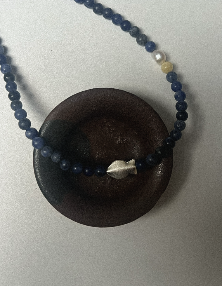 Ground Thirteen - Sodalite and Pearl Necklace