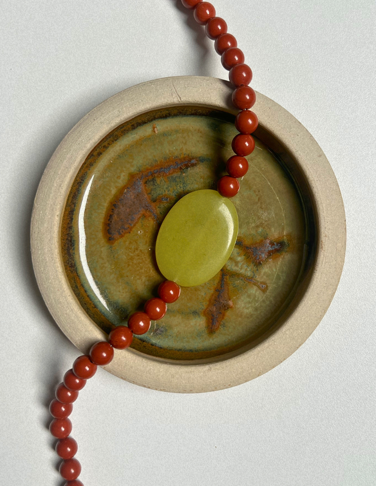 Orchard 15 - Red Jasper & Olive Jade Necklace