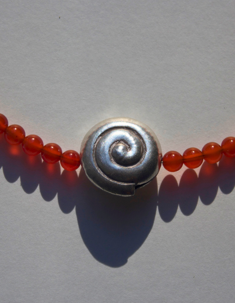 Solis - Carnelian & Silver Spiral Necklace