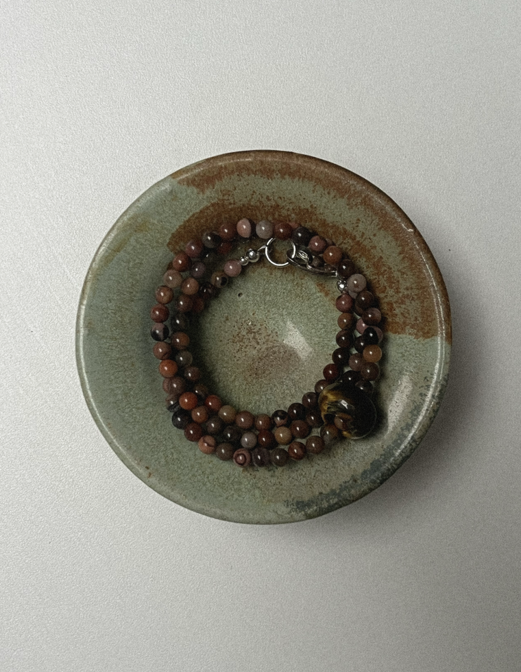 Unfurl 15 - River Stone & Tiger Eye Necklace