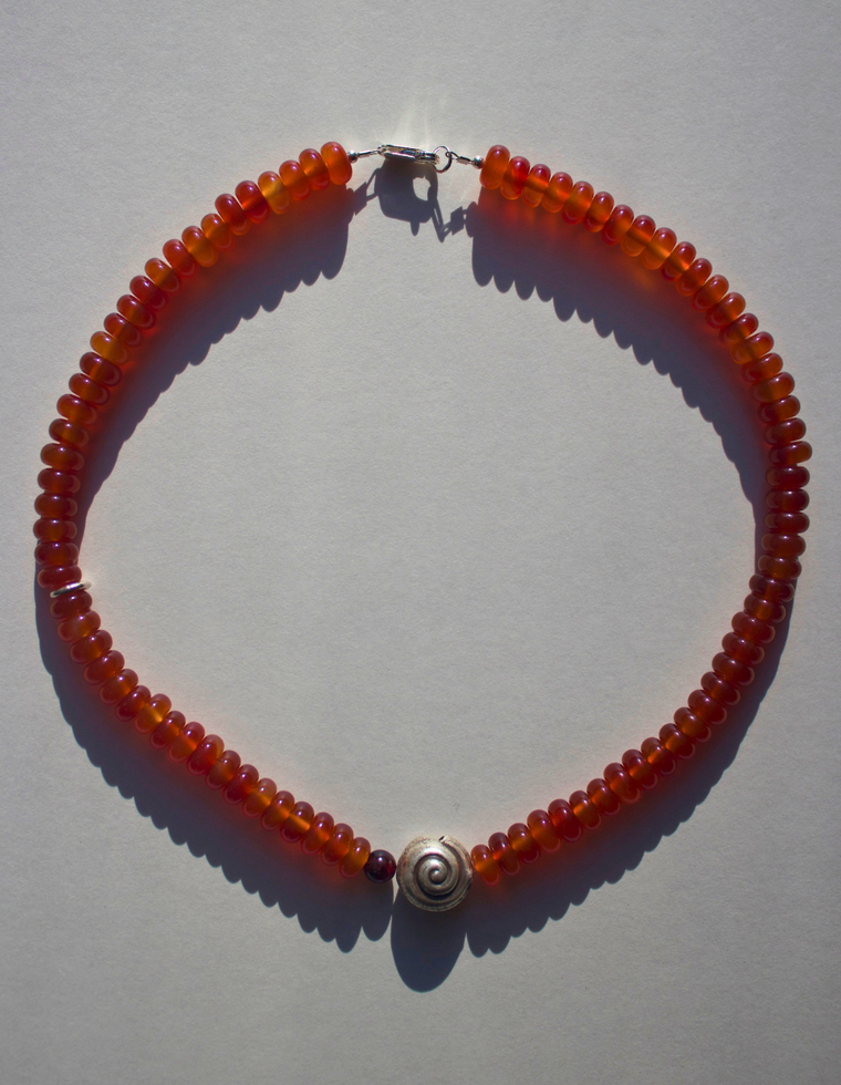 Vesta - Carnelian & Silver Spiral Necklace