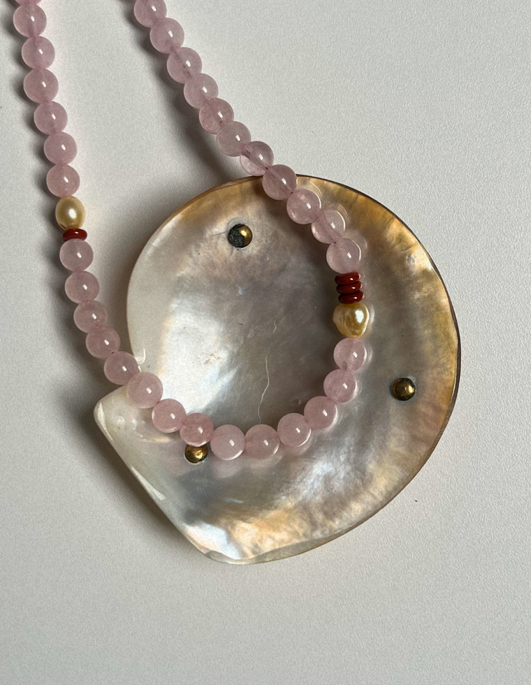 Orchard 13 - Rose Quartz & Pearl Necklace