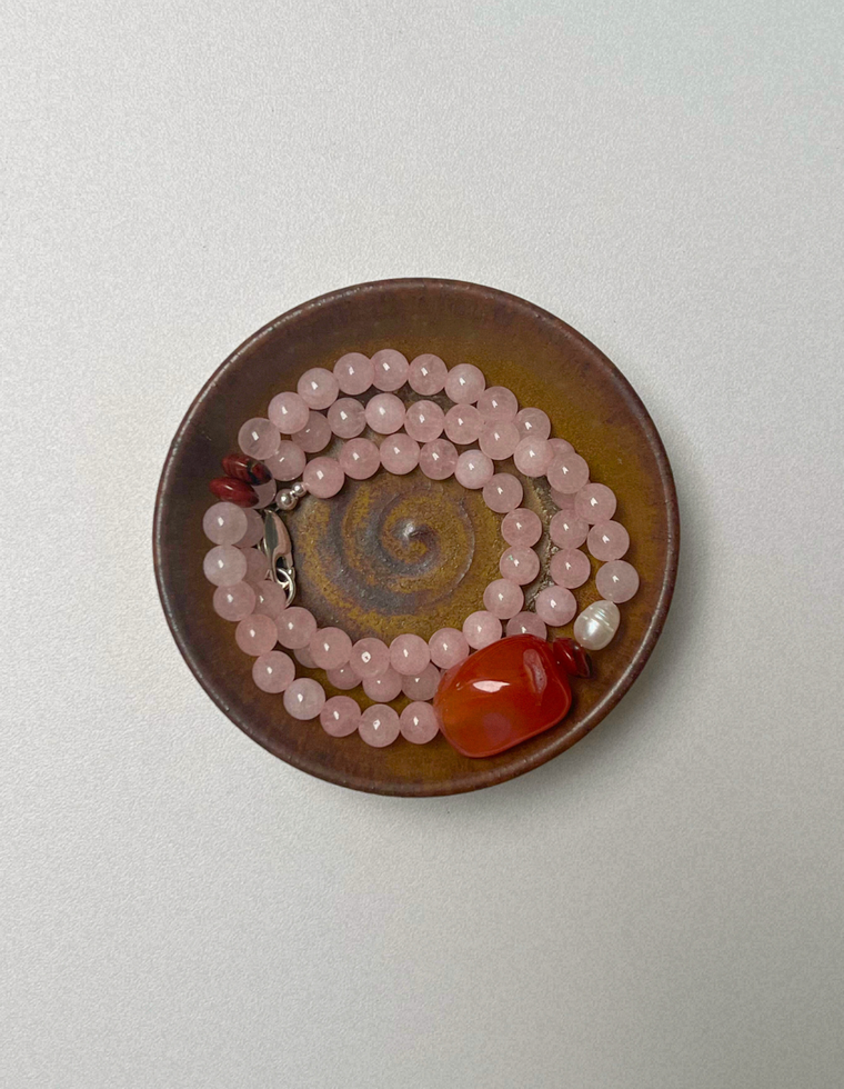 Light Forms 3 - Rose Quartz & Carnelian Necklace