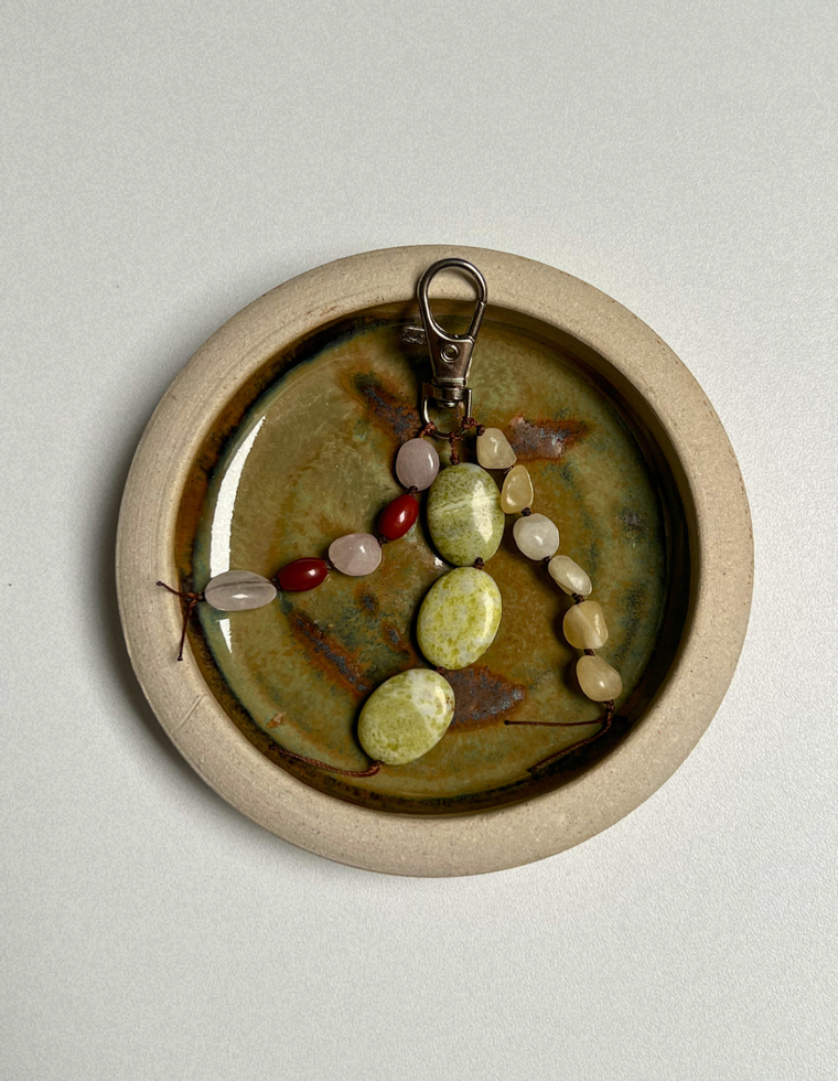 Stoned Charm - Rose Quartz & Green Jade