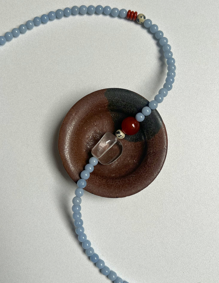 Halo 14 - Angelite & Clear Quartz Necklace