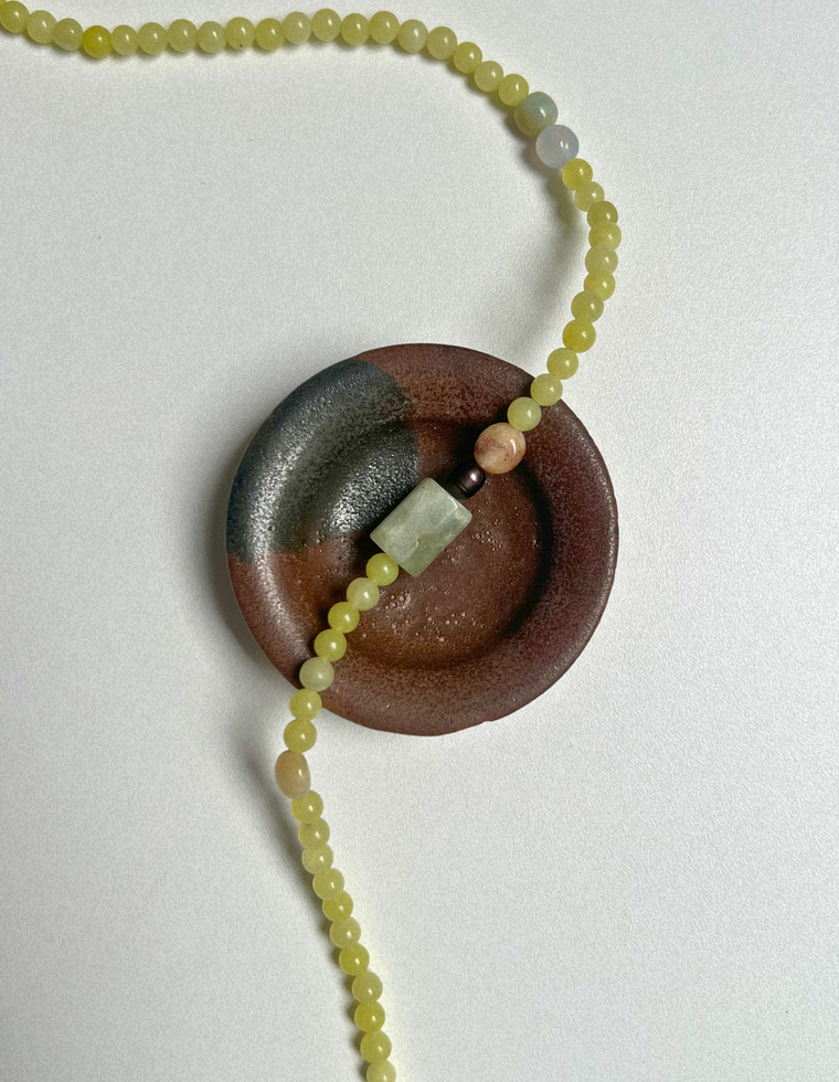 Grove 8 - Olive Jade & Prehnite Necklace
