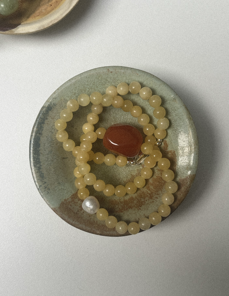 Ephyra - Yellow Jade & Carnelian Necklace