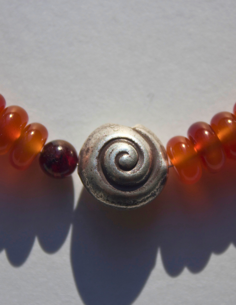 Vesta - Carnelian & Silver Spiral Necklace