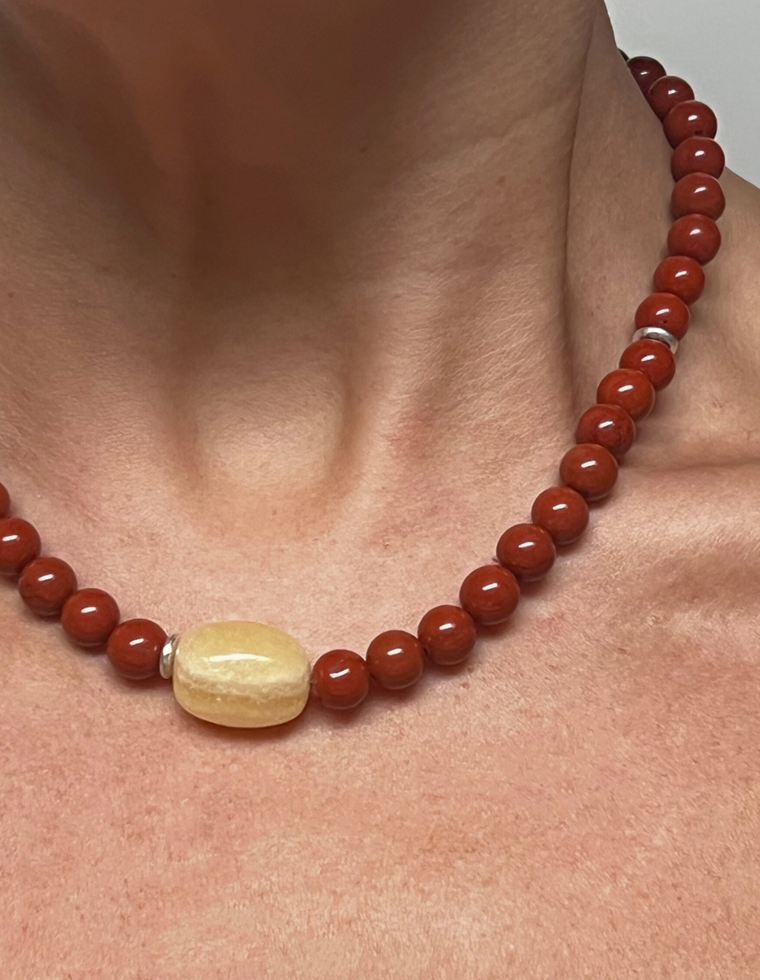 Sylvenne - Red Jasper & Yellow Calcite Necklace