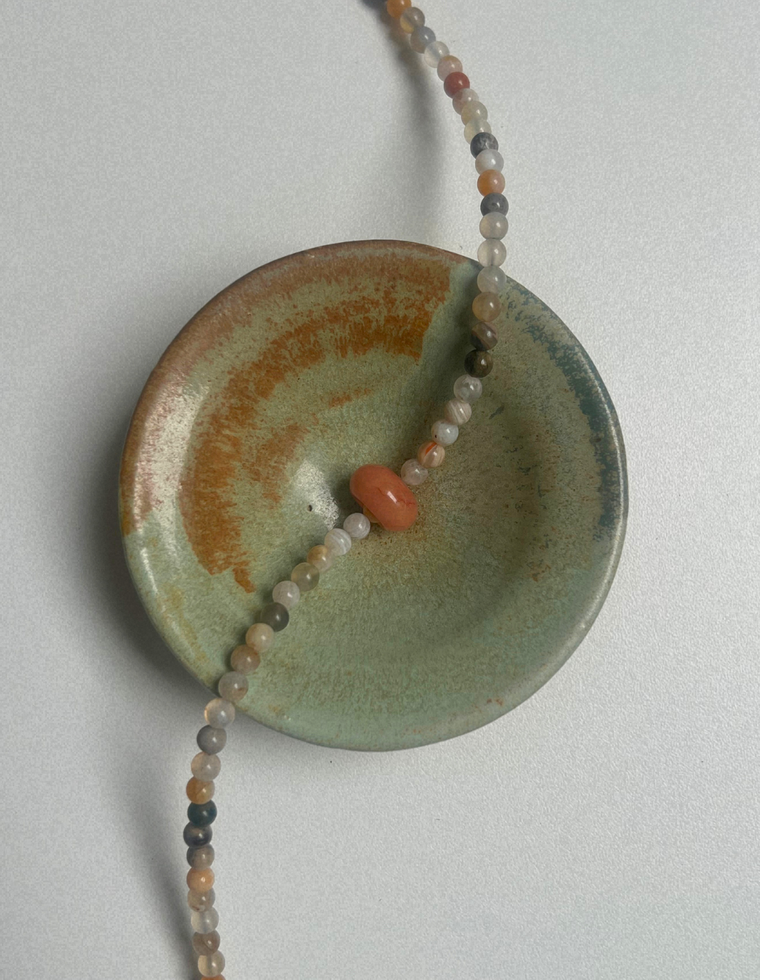 Idle Hands 11 - Bamboo Leaf Agate Movement Necklace