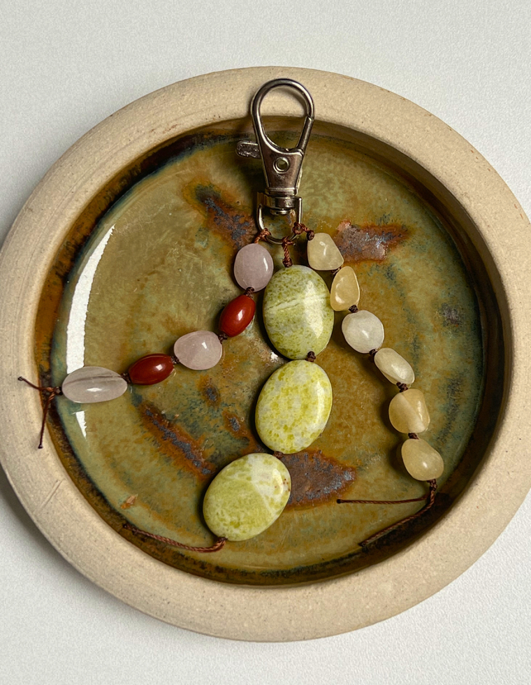 Stoned Charm - Rose Quartz & Green Jade