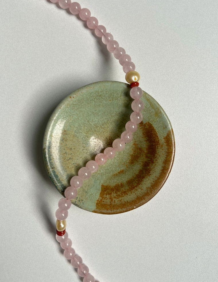 Orchard 13 - Rose Quartz & Pearl Necklace