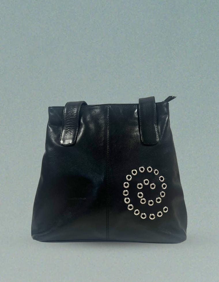 Spiral Stud Vintage Leather Bag / Piece 11
