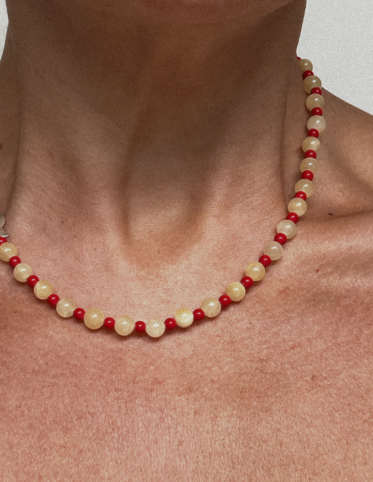Calvessa - Yellow Jade & Coral Necklace