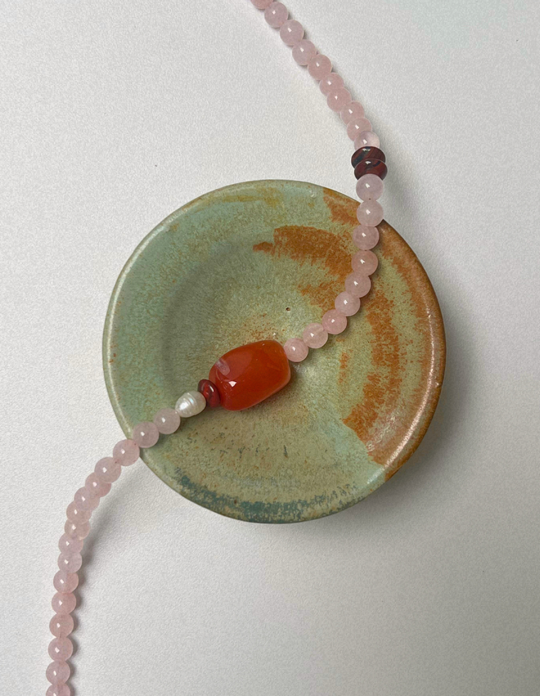 Light Forms 3 - Rose Quartz & Carnelian Necklace