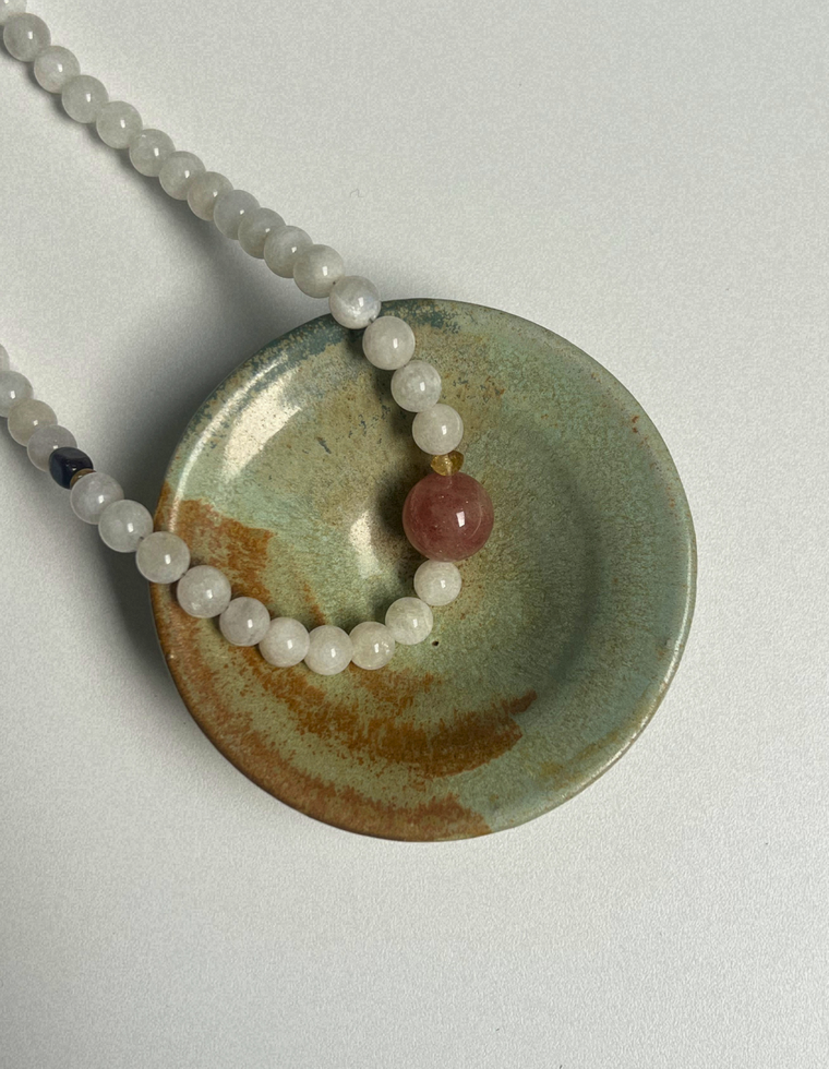 Counter 13 - Moonstone & Strawberry Quartz Necklace