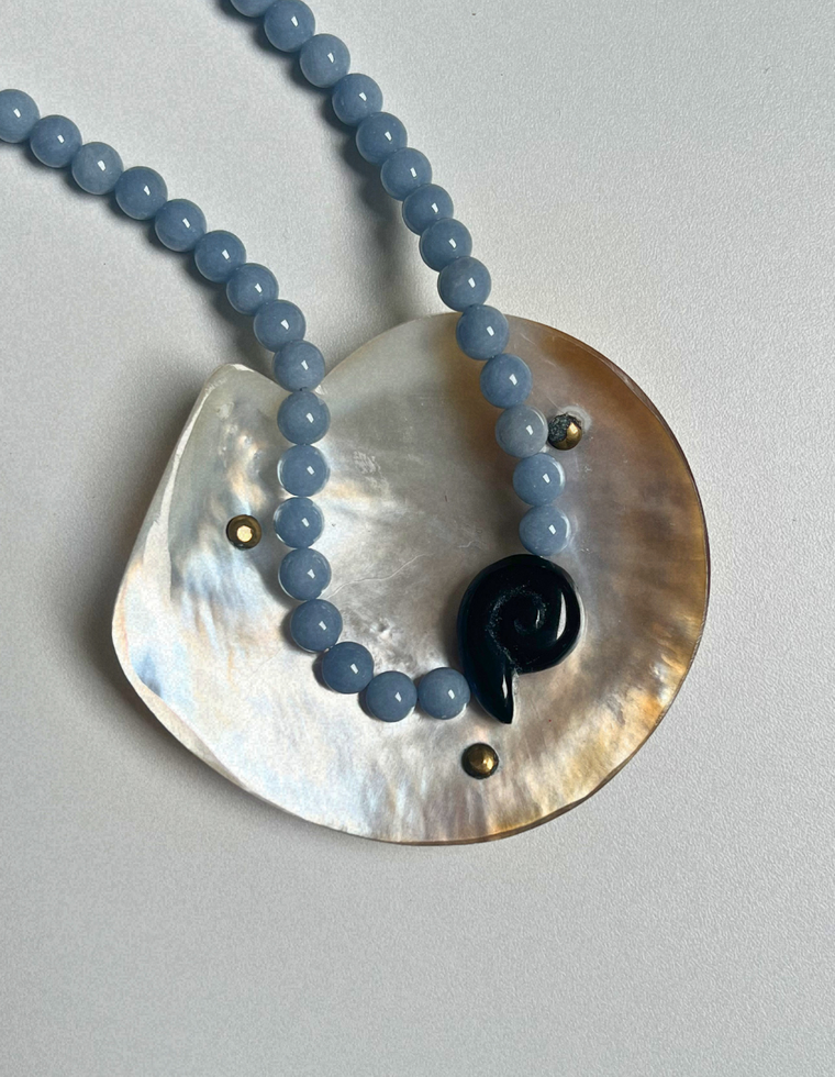 Halo 15 - Angelite Whorl Necklace