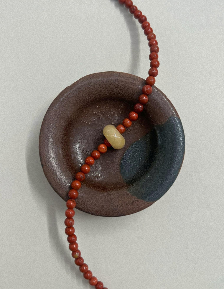 Harvest 8: red jasper and yellow topaz movement necklace, hand-strung by Palm of Feronia, photo 2