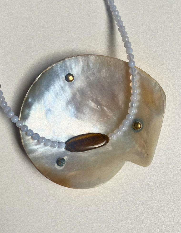 Fleur 13 - Blue Lace Agate & Tiger Eye Necklace