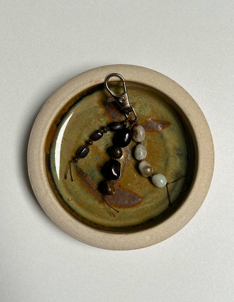 Stoned Charm - Bronzite & Garnet