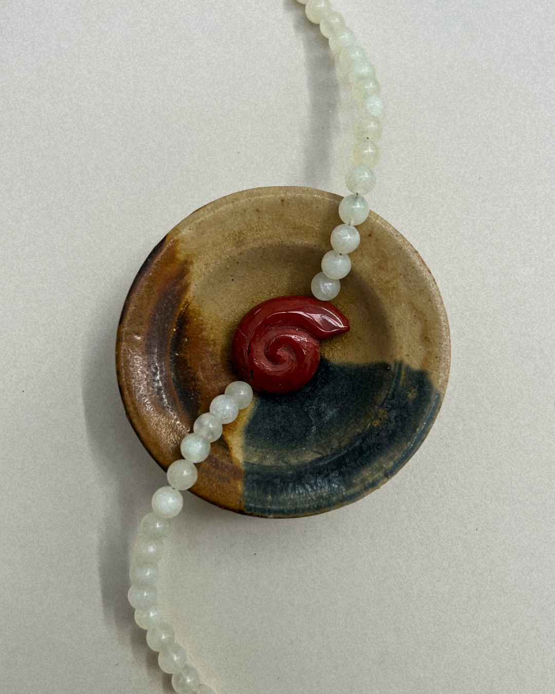 Celadon 11: bowenite whorl necklace, hand-strung by Palm of Feronia, photo 3