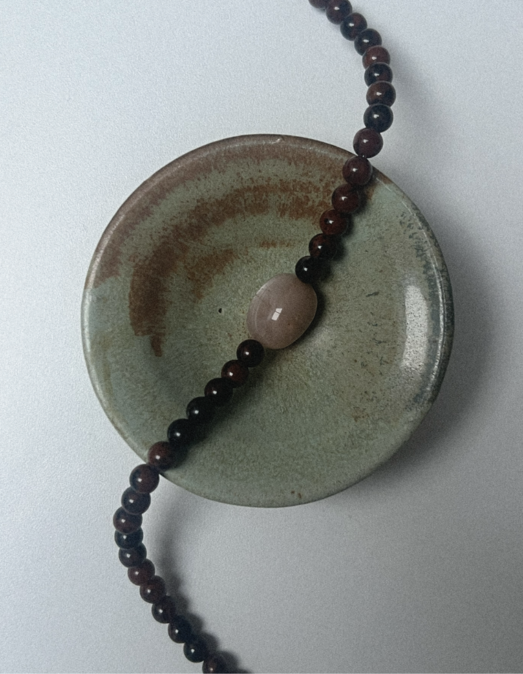 Settle Fourteen - Mahogany Obsidian & Moonstone Necklace