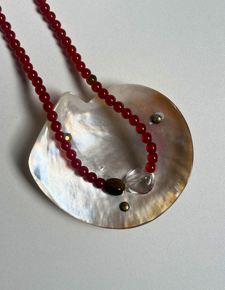 Trove 26 - Carnelian & Clear Quartz Necklace