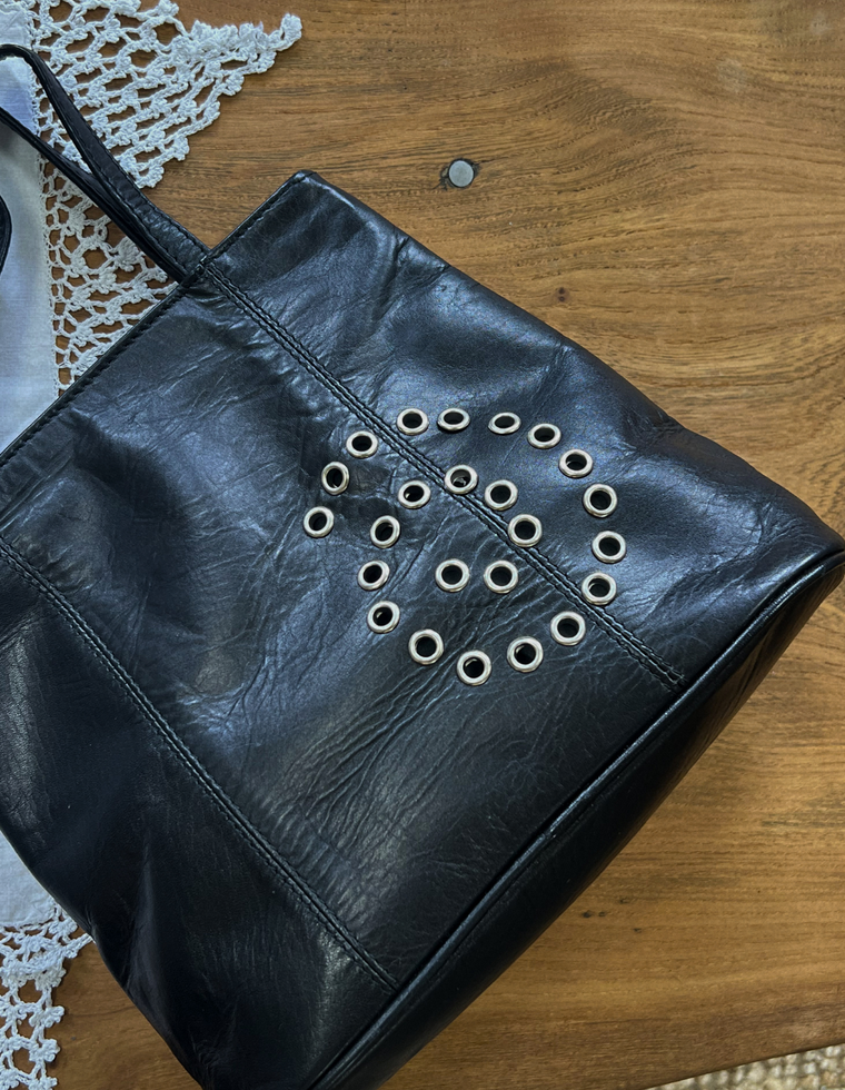 Spiral Stud Vintage Leather Bag / Piece 23
