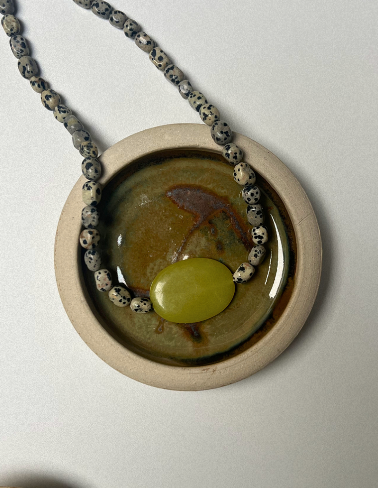 Centred 8 - Dalmatian Jasper & Olive Jade Necklace