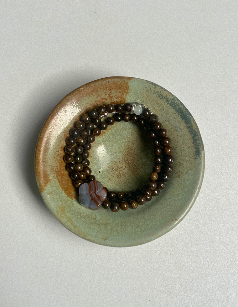 Sundial 1 - Bronzite & Carnelian Necklace